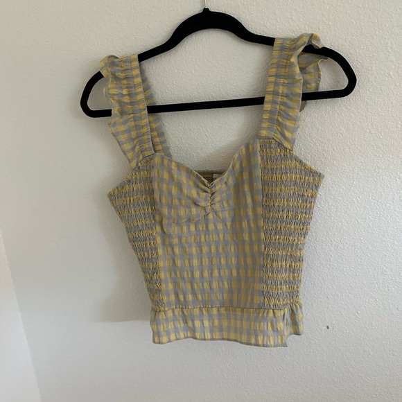 Heartloom (Revolve) Jacey Top in Maize (blue/yellow), ruffled straps, Size M - Picture 6 of 6